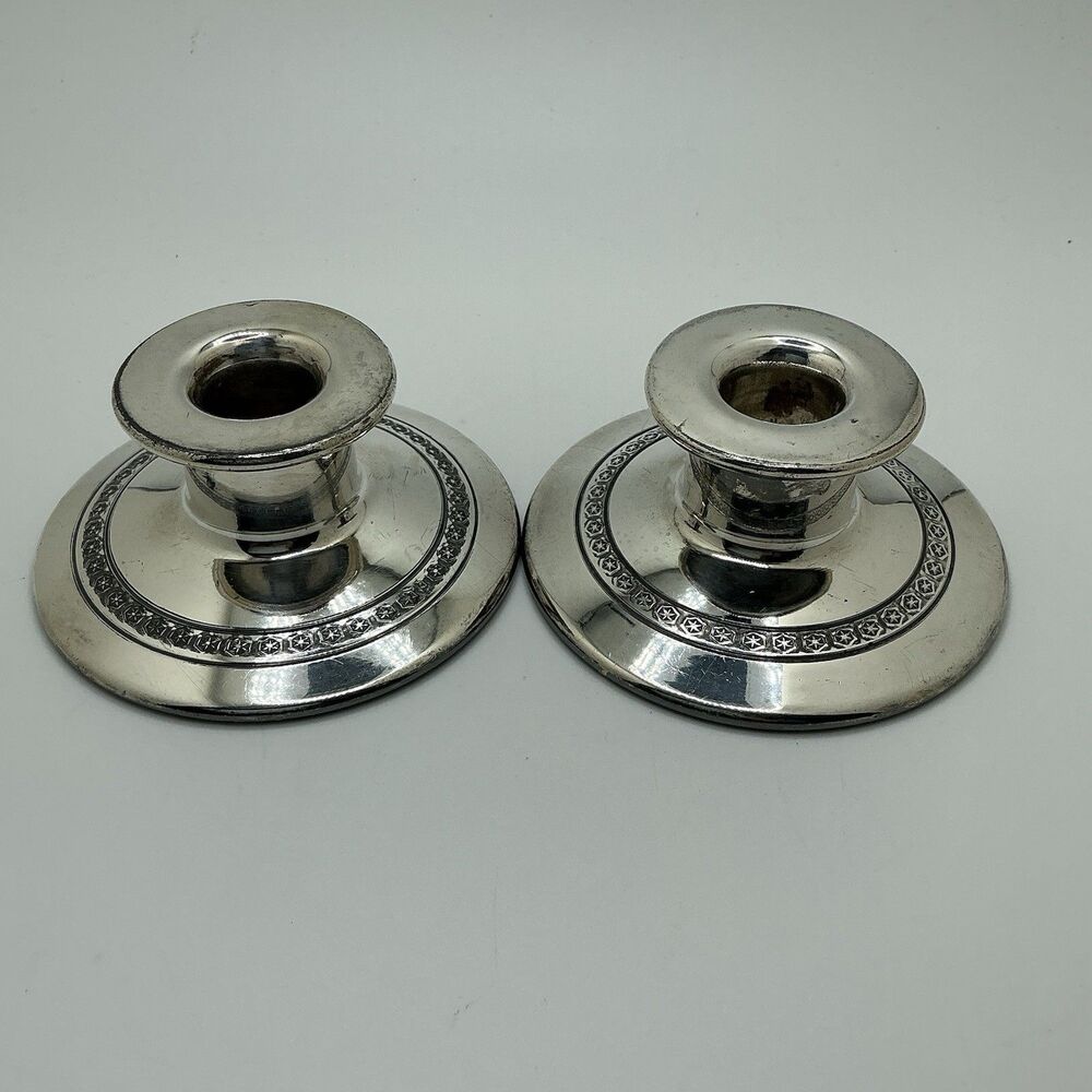 Vintage EPBM Silverplate Candlesticks Pair Canada WR Mark #971